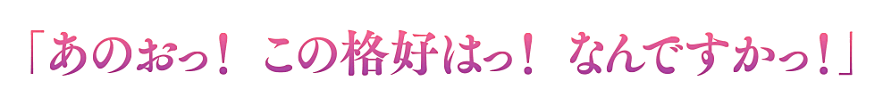 「あのおっ！　この格好はっ！　なんですかっ！」